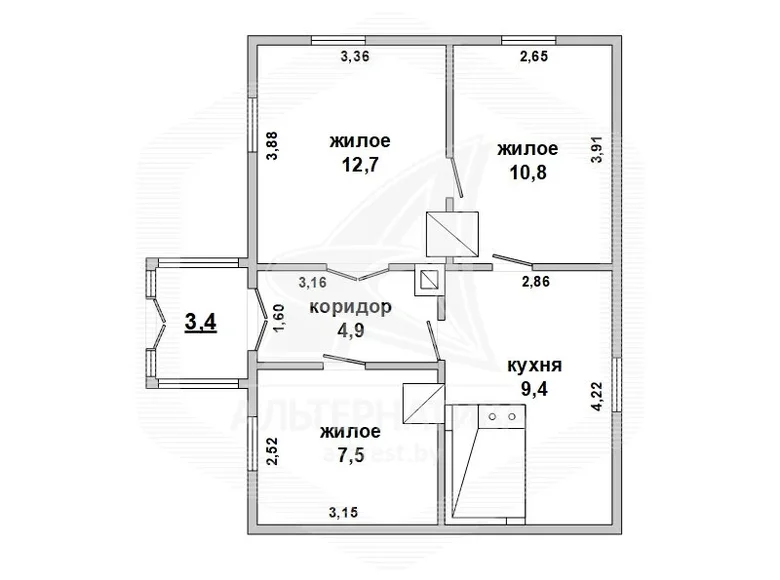 Дом 45 м² Озятский сельский Совет, Беларусь