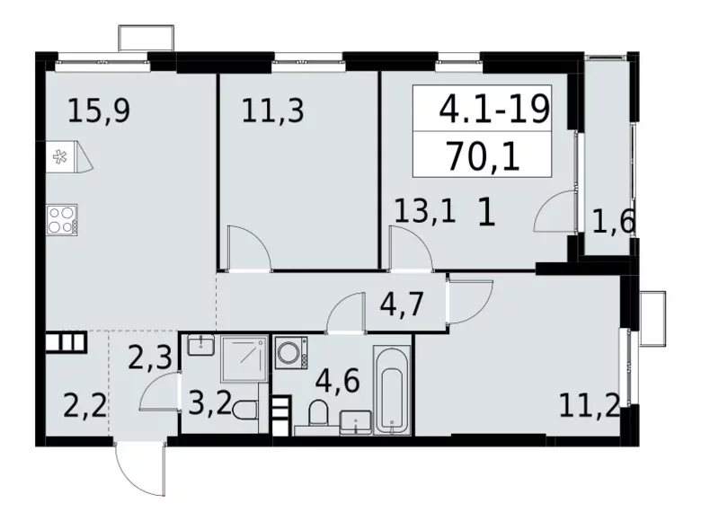 Mieszkanie 3 pokoi 70 m² South-Western Administrative Okrug, Rosja