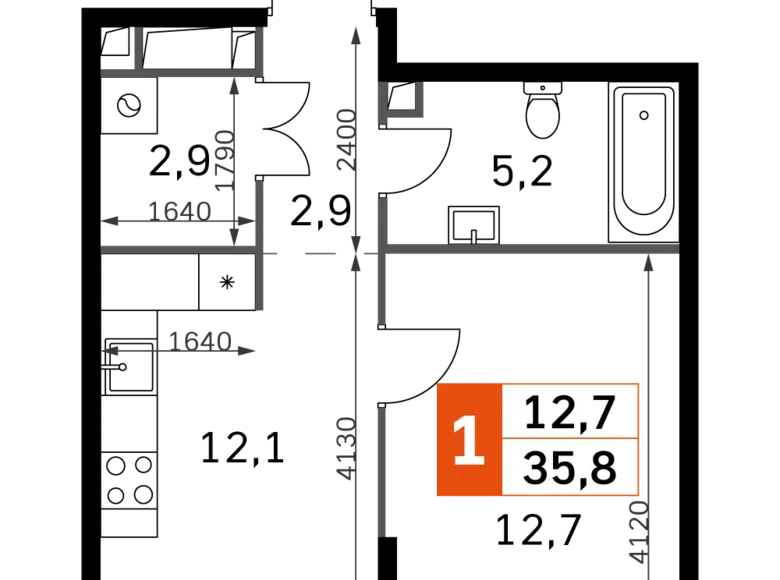 Mieszkanie 1 pokój 36 m² North-Western Administrative Okrug, Rosja