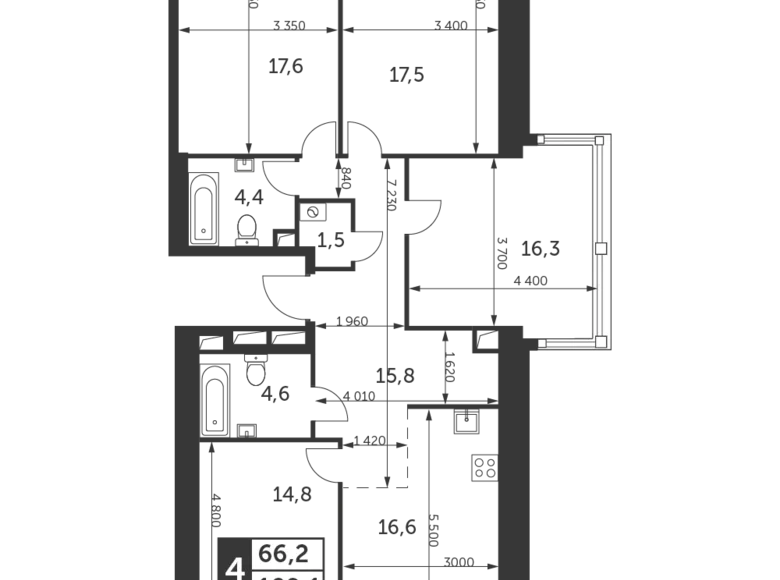 Квартира 4 комнаты 109 м² район Коньково, Россия