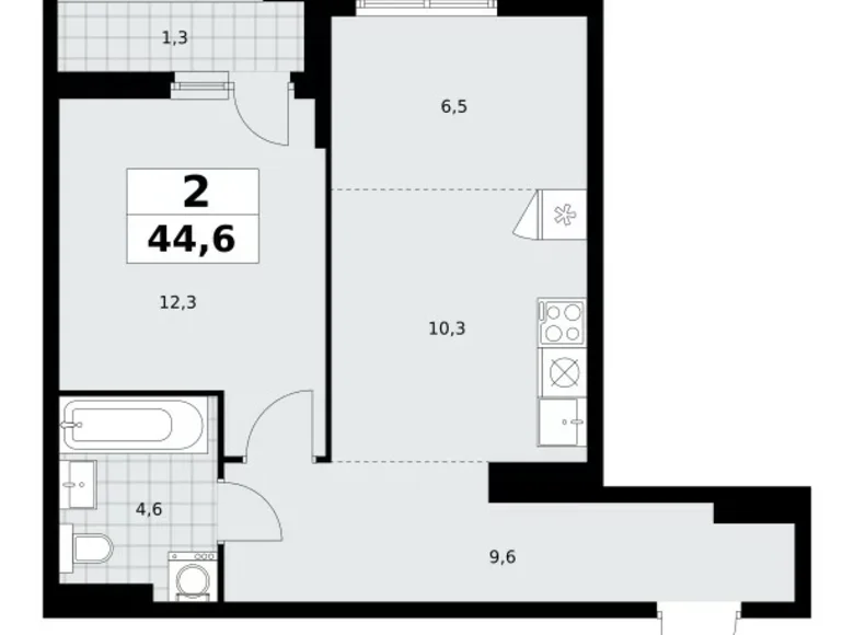 Wohnung 2 zimmer 45 m² poselenie Sosenskoe, Russland