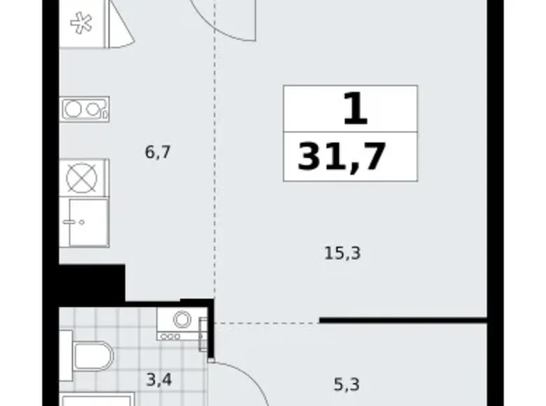 Mieszkanie 1 pokój 32 m² Troick, Rosja