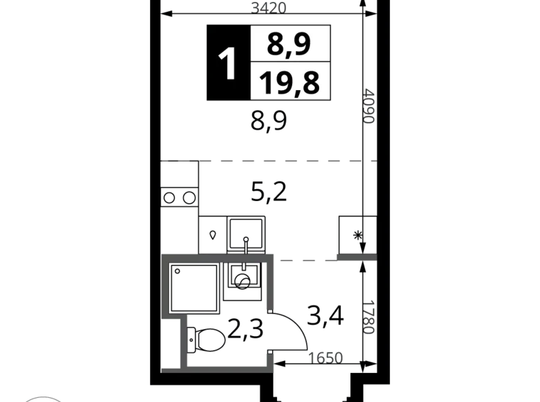 Квартира 1 комната 20 м² Potapovo, Россия