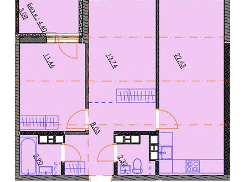 Mieszkanie 3 pokoi 64 m² Mińsk, Białoruś