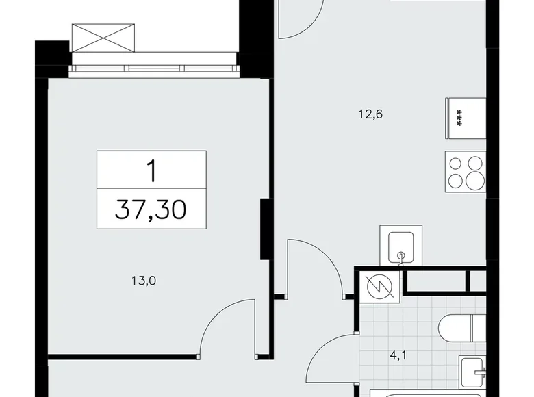 Mieszkanie 1 pokój 37 m² poselenie Sosenskoe, Rosja