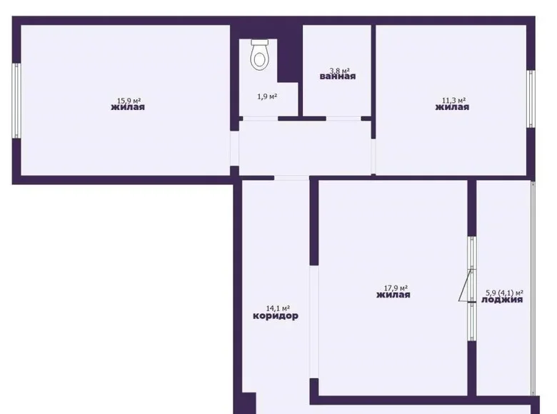 3 room apartment 82 m² Minsk, Belarus