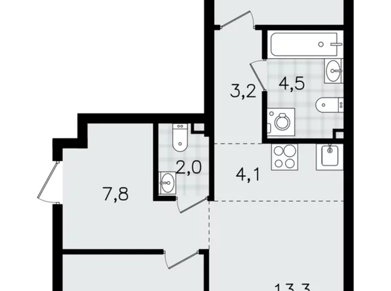 Appartement 3 chambres 65 m² Vsevolozhsk, Fédération de Russie