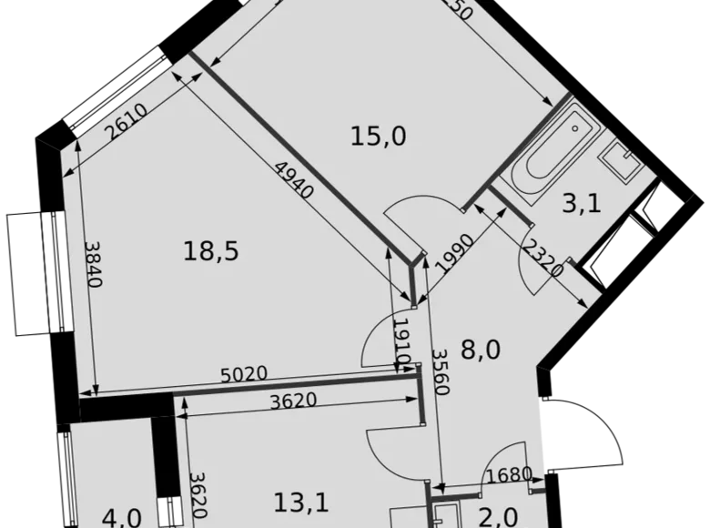 Квартира 2 комнаты 62 м² Развилка, Россия