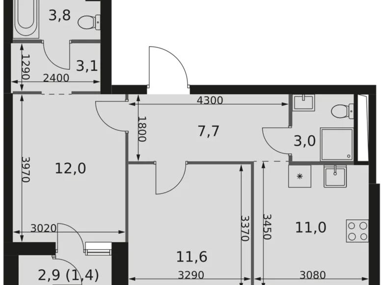 Wohnung 2 zimmer 54 m² Moskau, Russland
