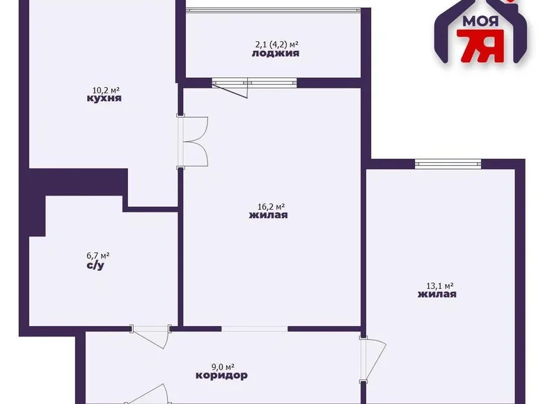 2 room apartment 57 m² Minsk, Belarus