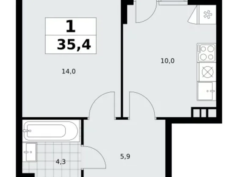 Apartamento 1 habitación 35 m² poselenie Sosenskoe, Rusia