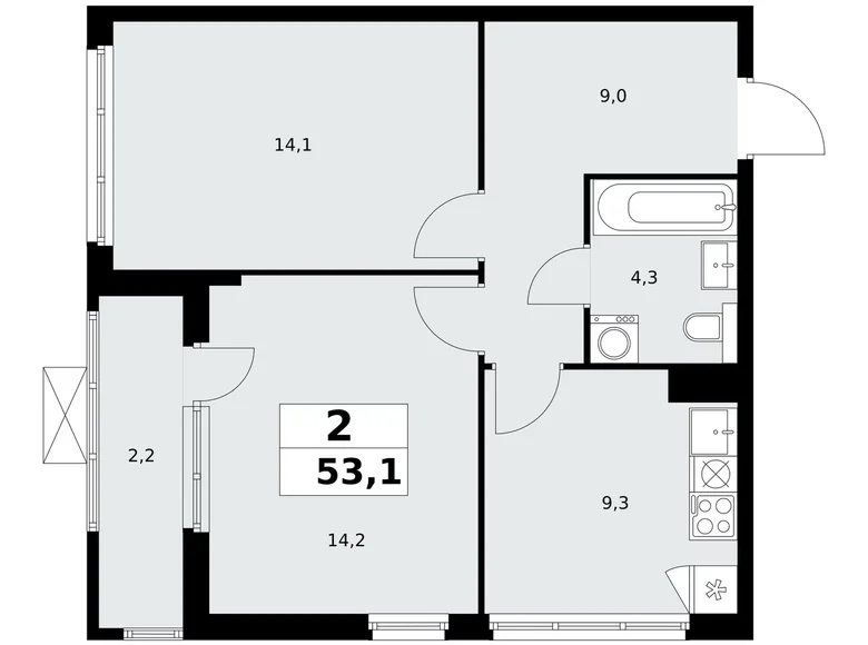 Квартира 2 комнаты 53 м² поселение Сосенское, Россия