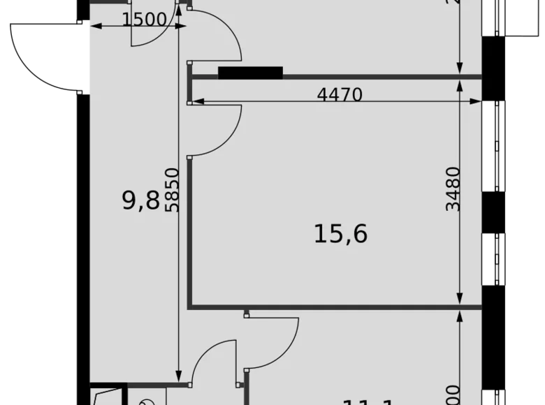 2 room apartment 55 m² Razvilka, Russia