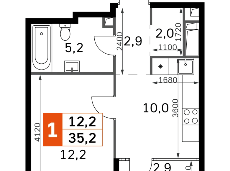 Wohnung 1 zimmer 35 m² Nordwestlicher Verwaltungsbezirk, Russland