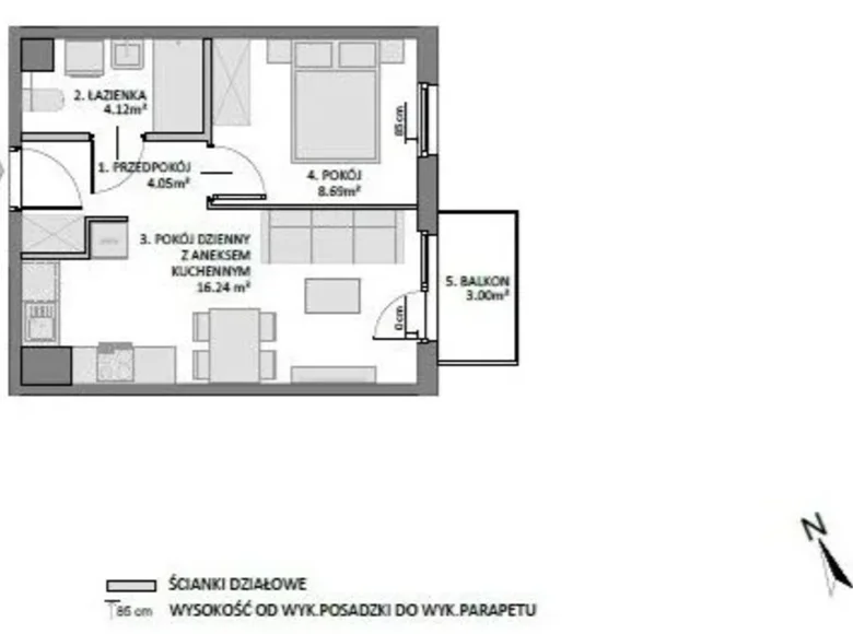 1 bedroom apartment 35 m² Gdansk, Poland