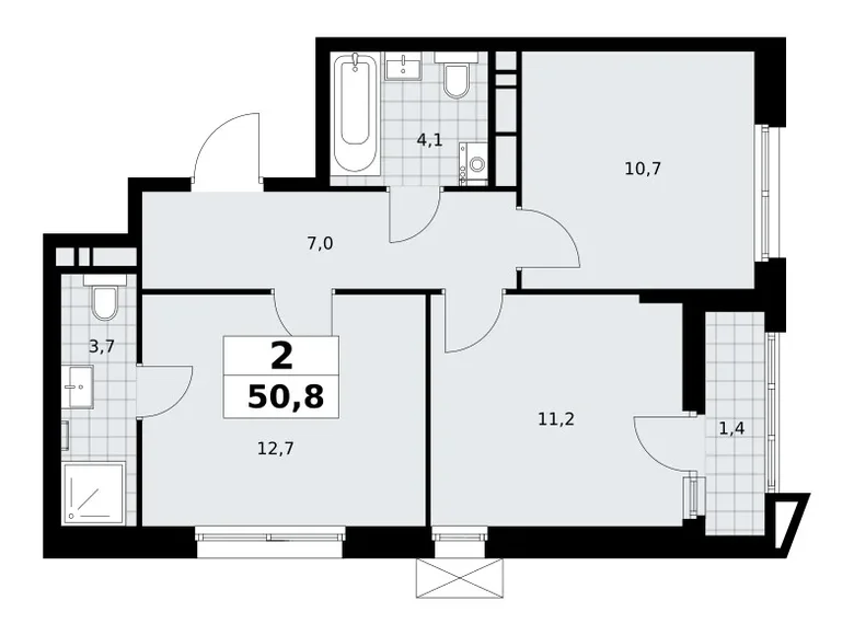 Mieszkanie 2 pokoi 51 m² poselenie Sosenskoe, Rosja