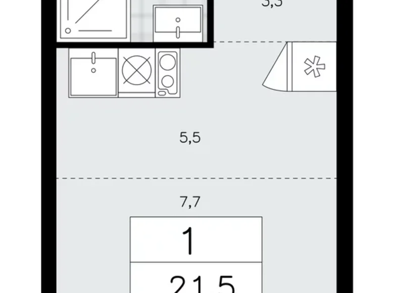 1 room apartment 22 m² poselenie Sosenskoe, Russia