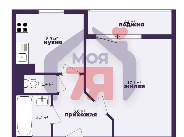 1 room apartment 39 m² Barysaw, Belarus