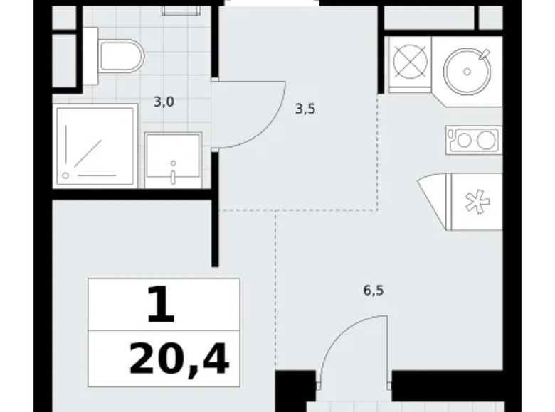 Wohnung 1 zimmer 20 m² Postnikovo, Russland