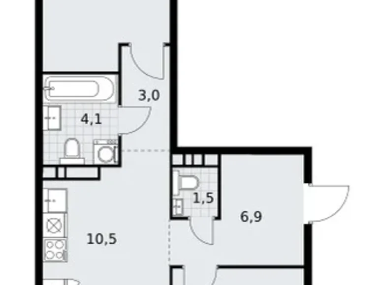 3 room apartment 60 m² Vnukovo, Russia