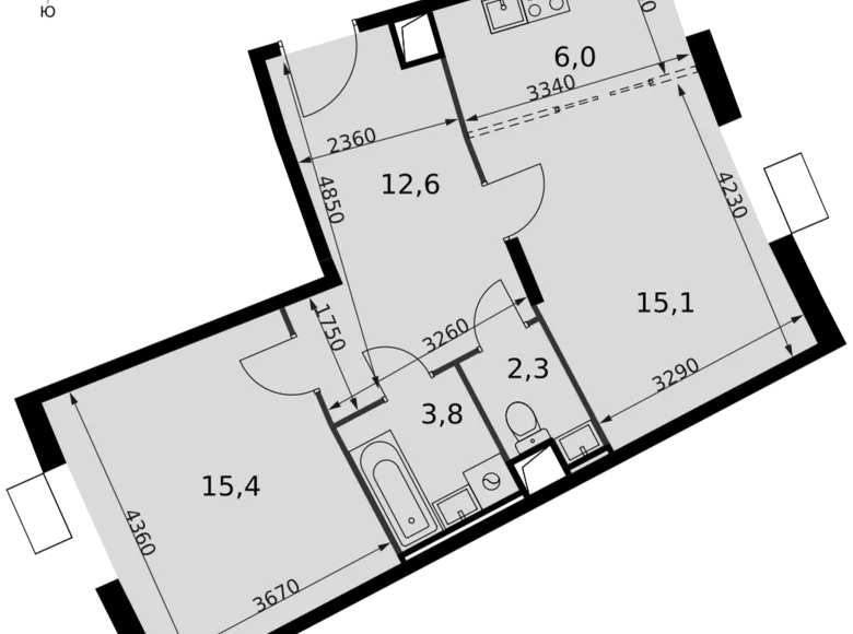 Apartamento 2 habitaciones 56 m² Razvilka, Rusia