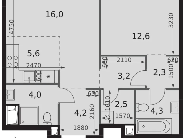 Wohnung 2 zimmer 55 m² Nordwestlicher Verwaltungsbezirk, Russland