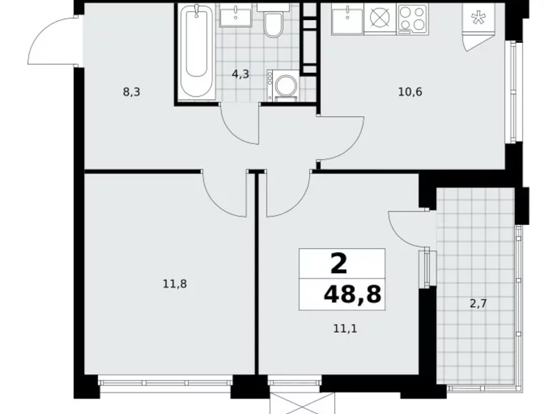 Appartement 2 chambres 49 m² Moscou, Fédération de Russie