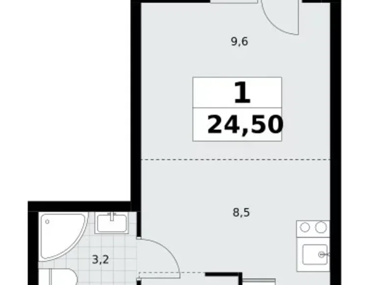 Appartement 1 chambre 25 m² Postnikovo, Fédération de Russie