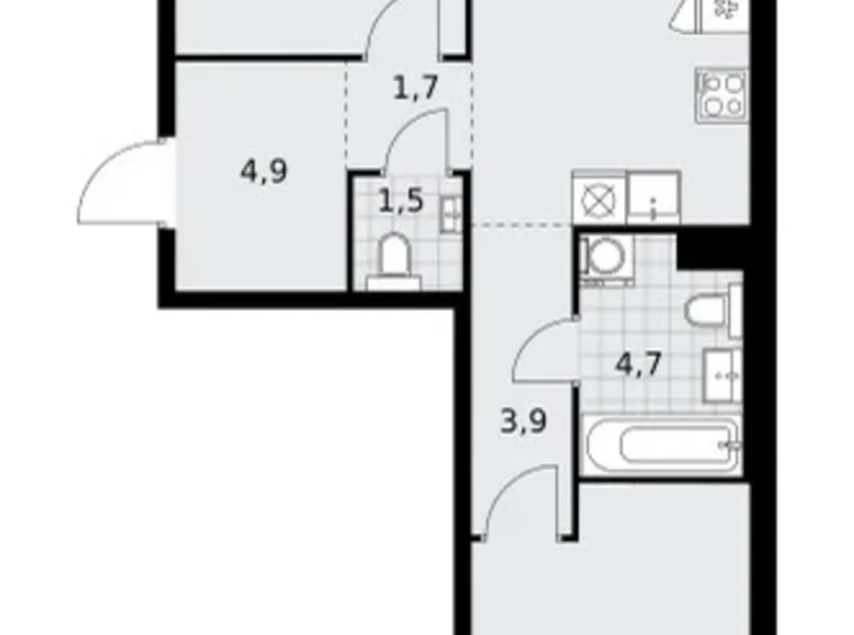 Wohnung 2 zimmer 58 m² Troizk, Russland