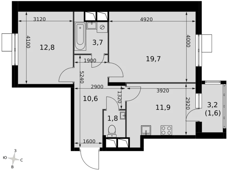 Mieszkanie 2 pokoi 62 m² Razvilka, Rosja