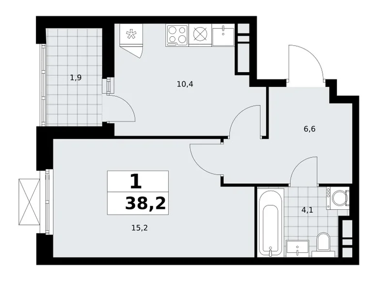 Apartamento 1 habitación 38 m² poselenie Sosenskoe, Rusia