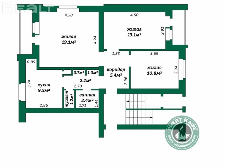 Квартира 3 комнаты 66 м² Городея, Беларусь