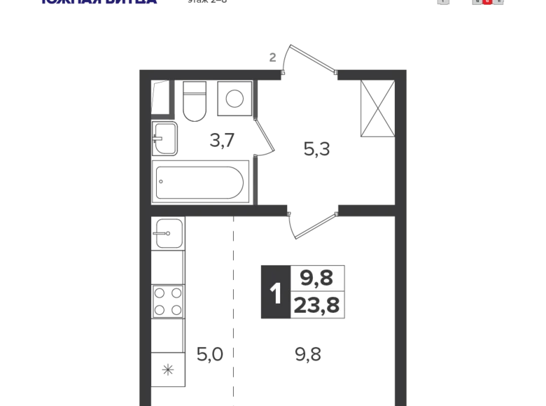1 room studio apartment 23 m² Leninsky District, Russia