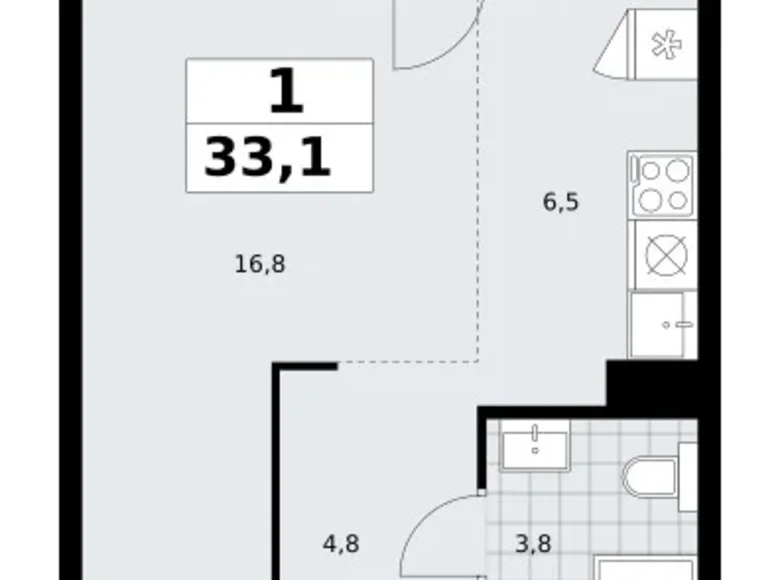 Mieszkanie 1 pokój 33 m² Troick, Rosja