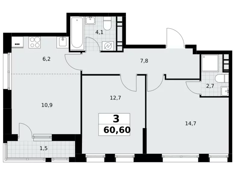 Apartamento 3 habitaciones 61 m² Postnikovo, Rusia