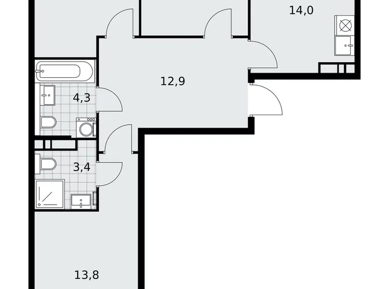 Mieszkanie 3 pokoi 73 m² poselenie Sosenskoe, Rosja