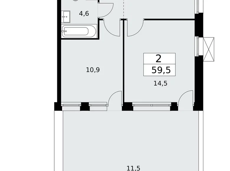 2 room apartment 60 m² poselenie Sosenskoe, Russia