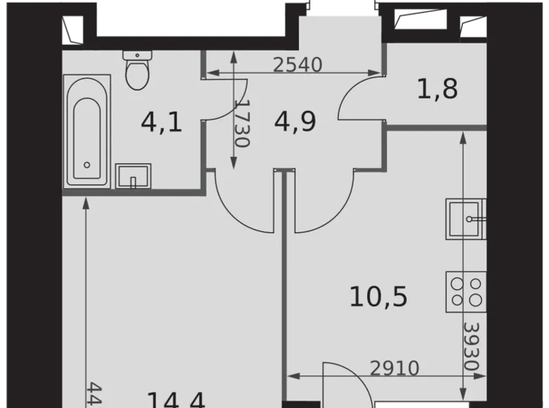 Apartamento 1 habitación 37 m² Konkovo District, Rusia