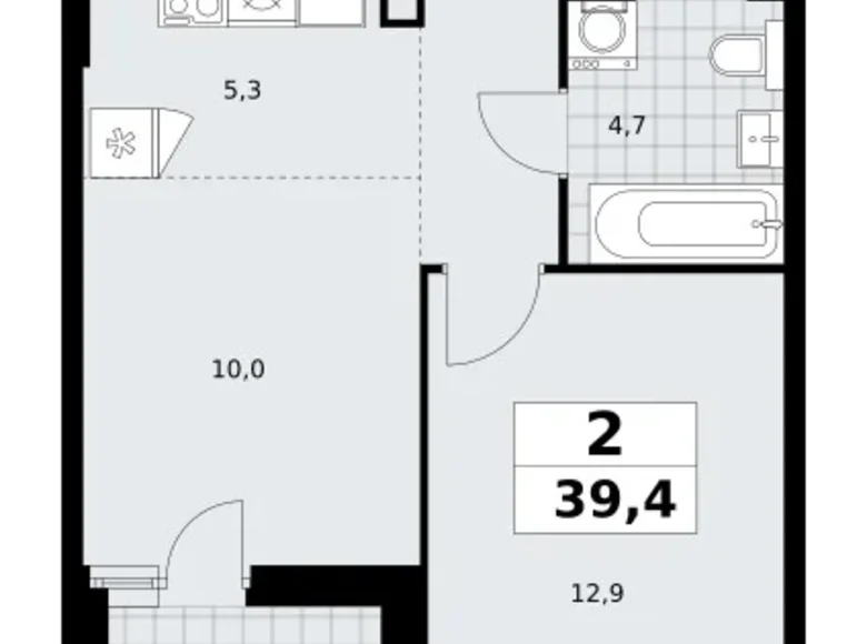 Квартира 2 комнаты 39 м² поселение Сосенское, Россия