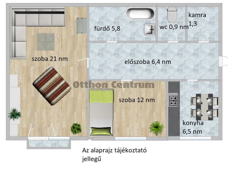 Mieszkanie 2 pokoi 54 m² Toekoel, Węgry