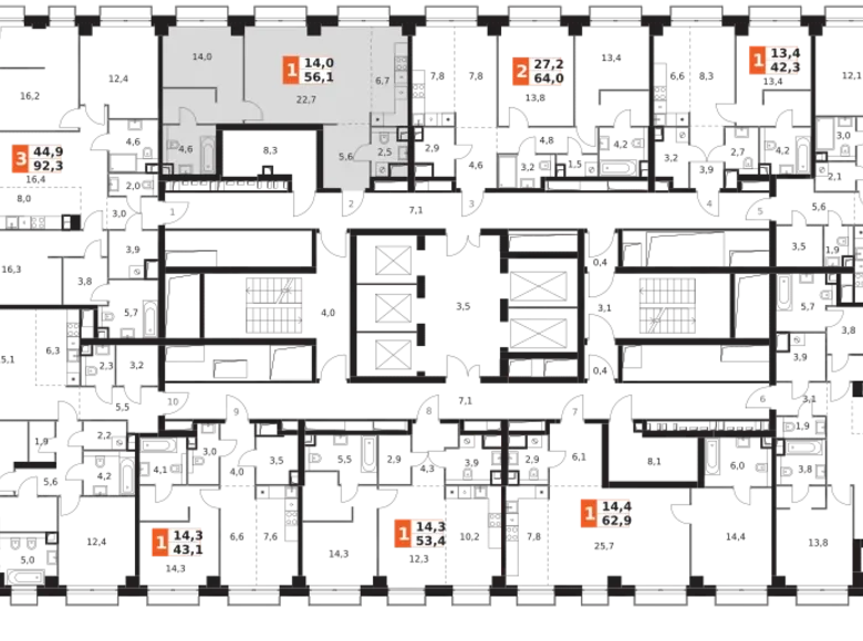 Mieszkanie 2 pokoi 56 m² North-Western Administrative Okrug, Rosja