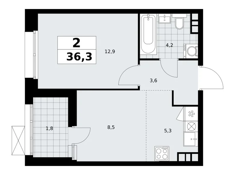 Квартира 2 комнаты 36 м² поселение Сосенское, Россия