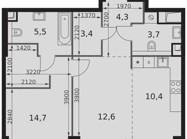 Wohnung 2 zimmer 55 m² Nordwestlicher Verwaltungsbezirk, Russland