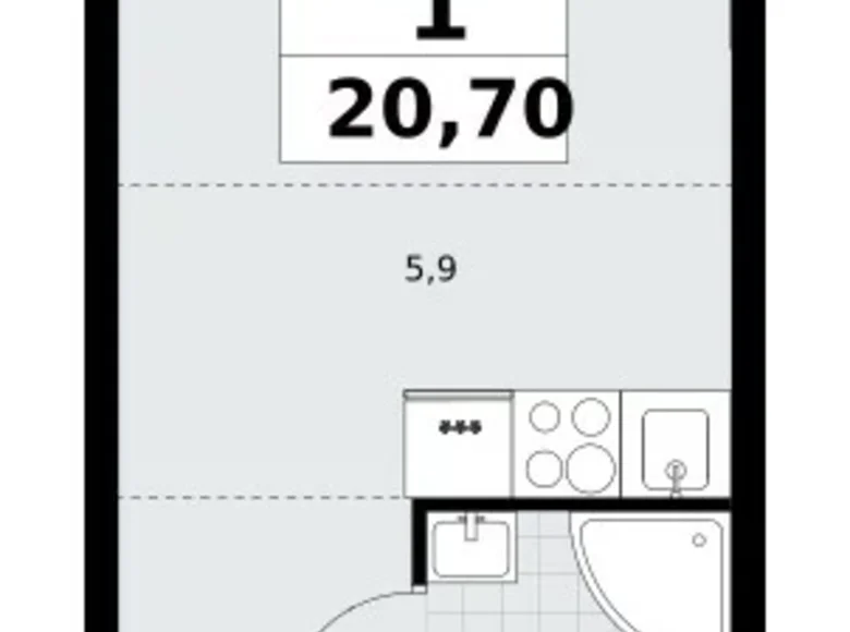 1 room apartment 21 m² Postnikovo, Russia