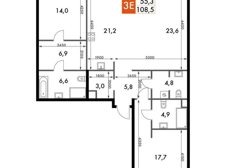 Wohnung 3 zimmer 109 m² Nordwestlicher Verwaltungsbezirk, Russland