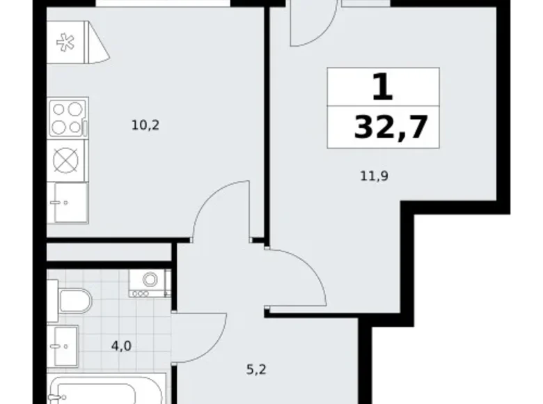 1 room apartment 33 m² Postnikovo, Russia