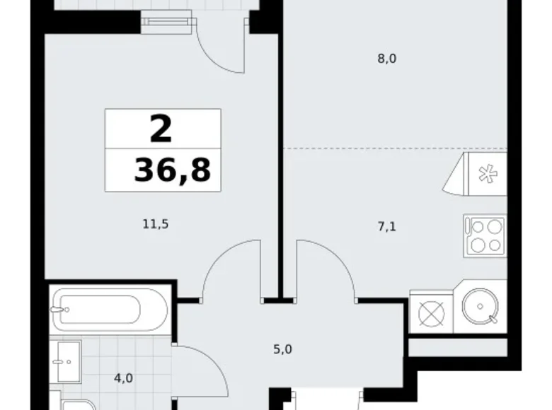 Mieszkanie 2 pokoi 37 m² Postnikovo, Rosja