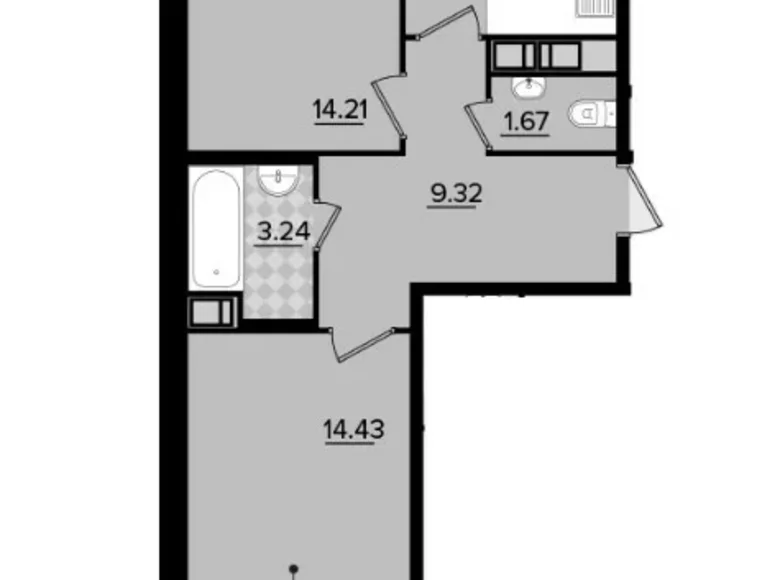 Mieszkanie 2 pokoi 54 m² rejon niewski, Rosja