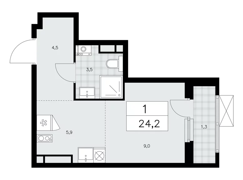 Appartement 1 chambre 24 m² poselenie Sosenskoe, Fédération de Russie