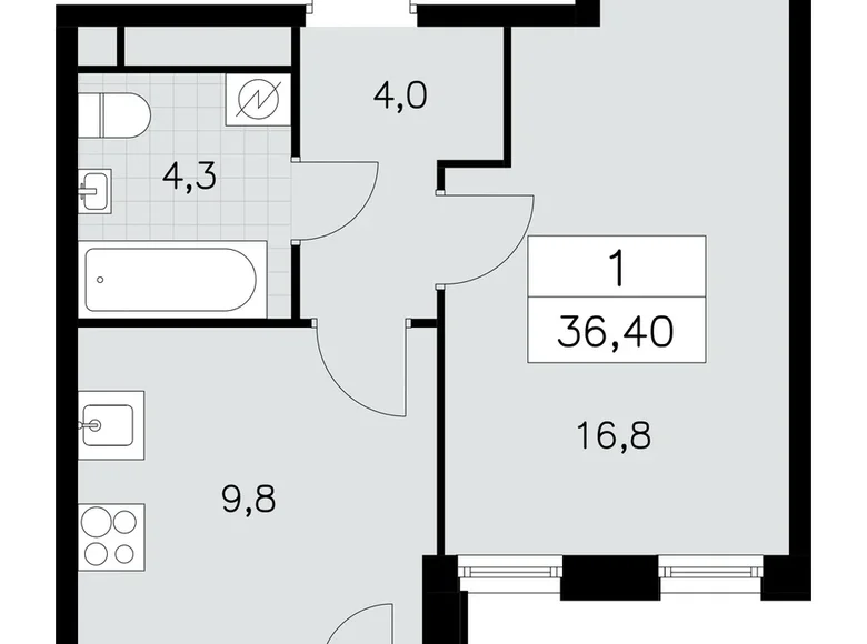 Wohnung 1 zimmer 36 m² Südwestlicher Verwaltungsbezirk, Russland